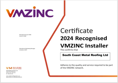 VMZINC Certificate Image of VMZINC Certificate
